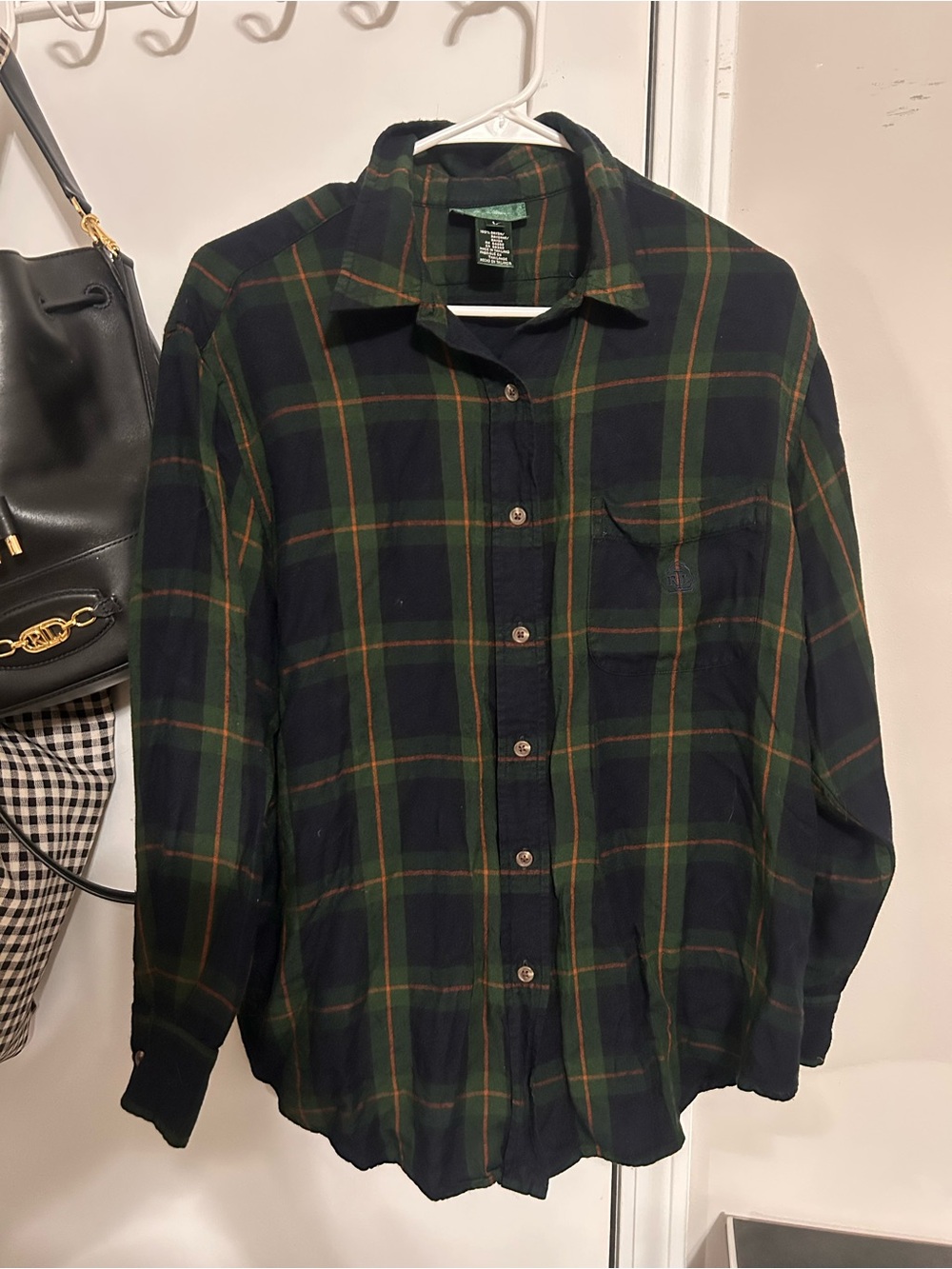 Lauren Ralph Lauren Dark Green & Navy Plaid Button-Up Shirt